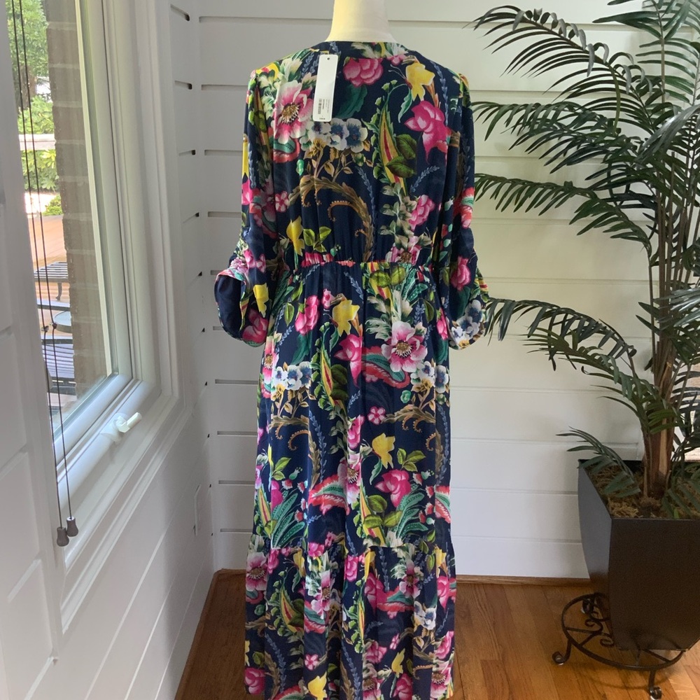 NWT Soft Surroundings Navy Paisley Print Maxi Dress Size L - Picture 5 of 10
